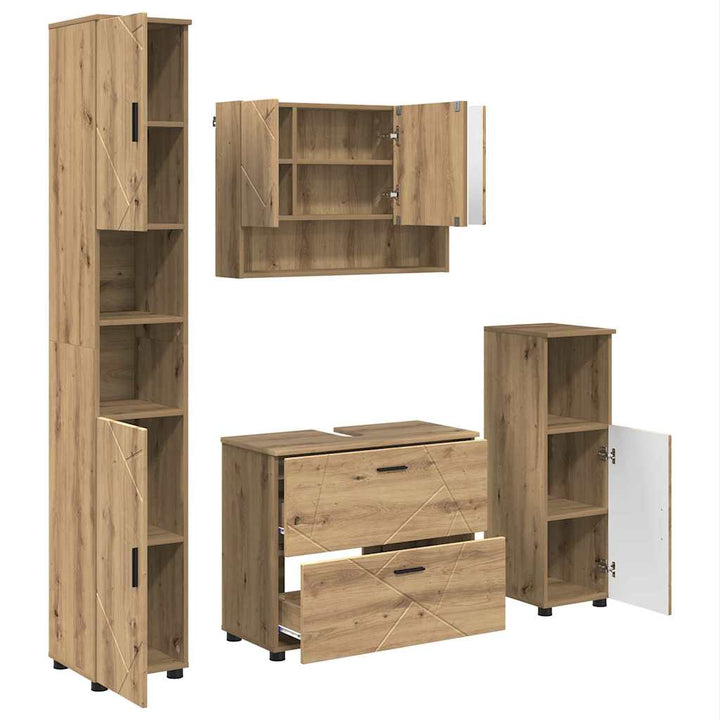 Badeværelsesmøbel sæt med dør 4 pcs artisan eg 30 x 35 x 192 cm