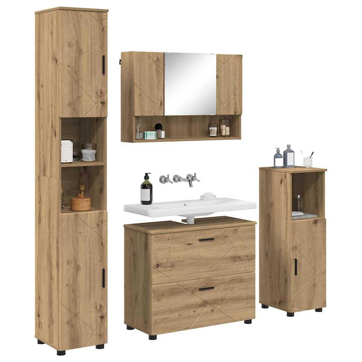 Badeværelsesmøbel sæt med dør 4 pcs artisan eg 30 x 35 x 192 cm