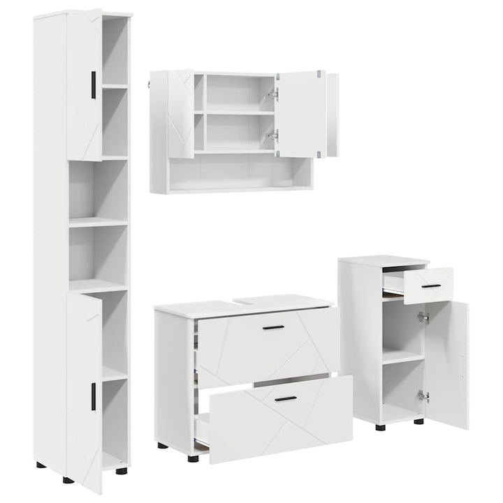 Badeværelsesmøbel sæt med skuffe 4 pcs Hvid 30 x 35 x 192 cm