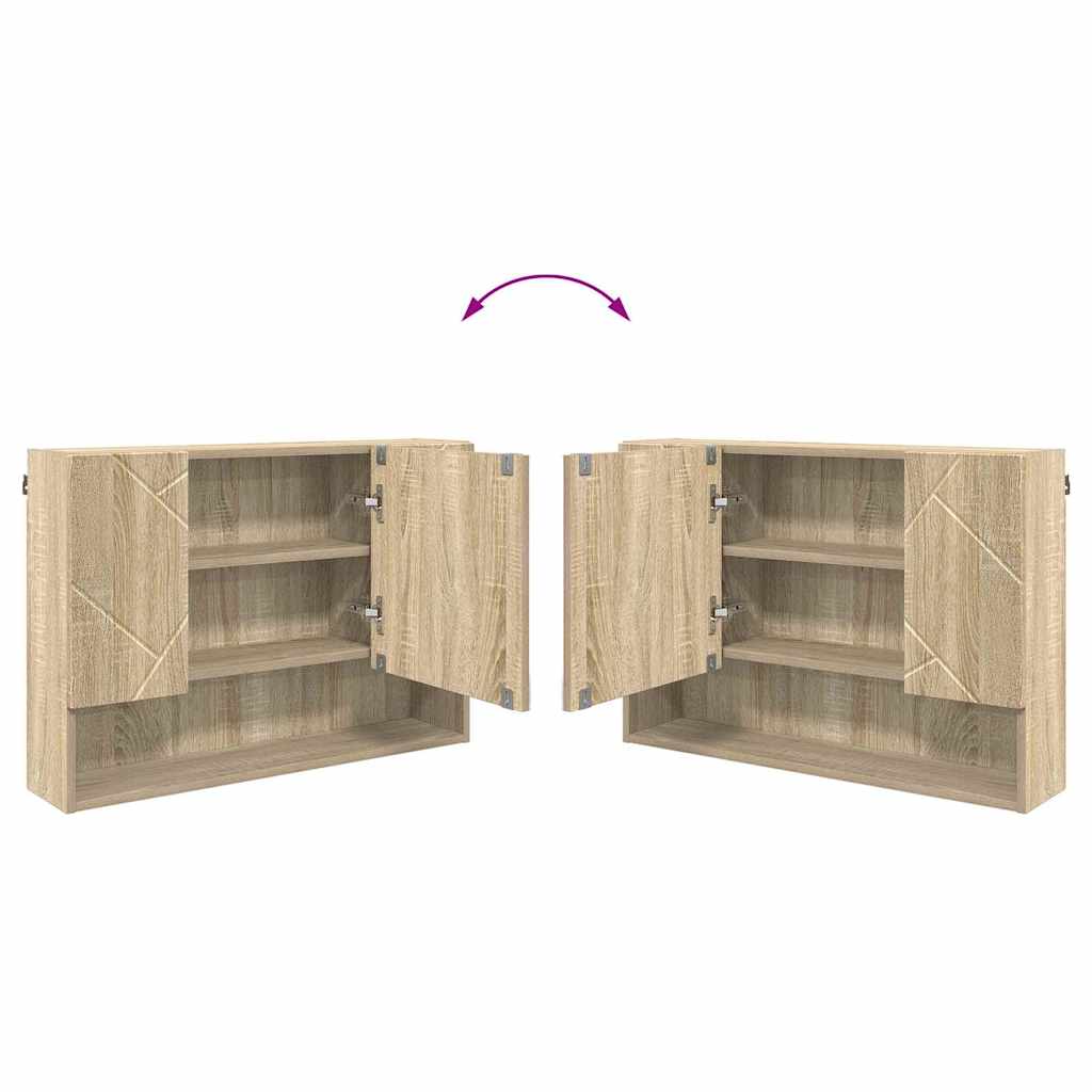 Badeværelsesmøbel sæt med dør 4 pcs Sonoma-eg 30 x 35 x 192 cm