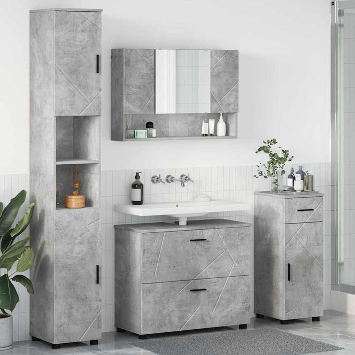 Badeværelsesmøbel sæt med hylde 4 pcs Betongrå 30 x 35 x 192 cm
