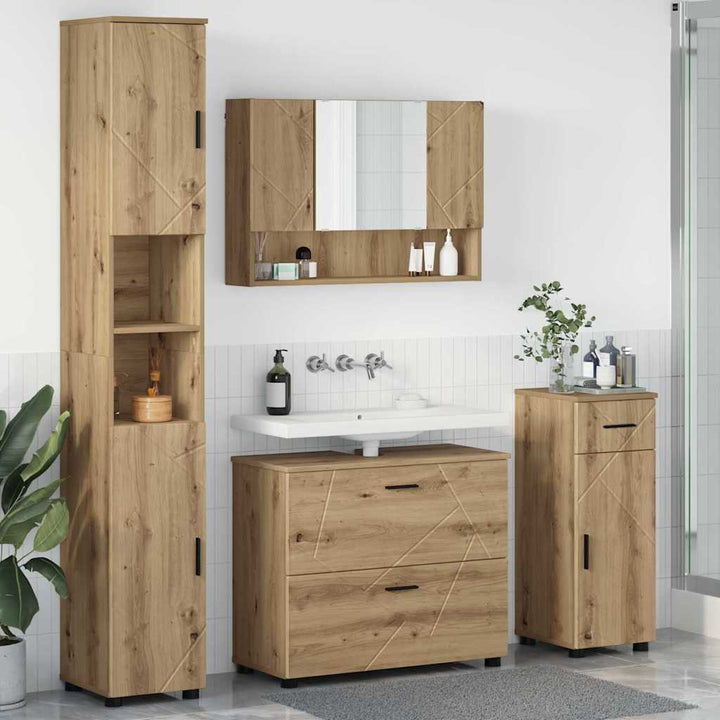 Badeværelsesmøbel sæt med dør 4 pcs artisan eg 30 x 35 x 192 cm