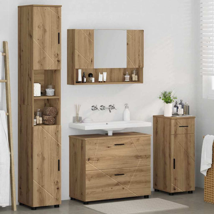 Badeværelsesmøbel sæt med dør 4 pcs artisan eg 30 x 35 x 192 cm