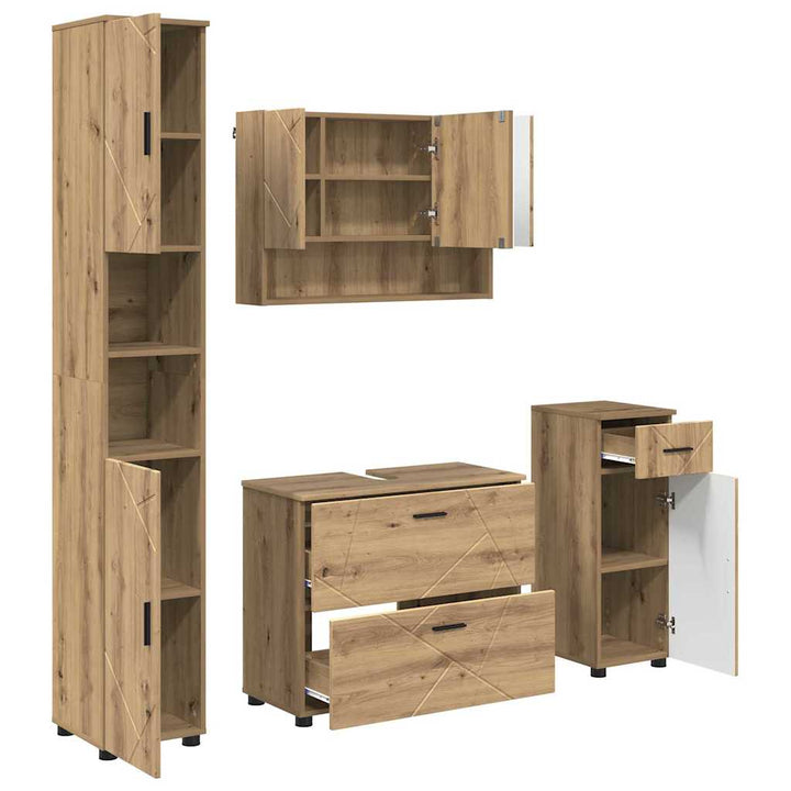 Badeværelsesmøbel sæt med dør 4 pcs artisan eg 30 x 35 x 192 cm