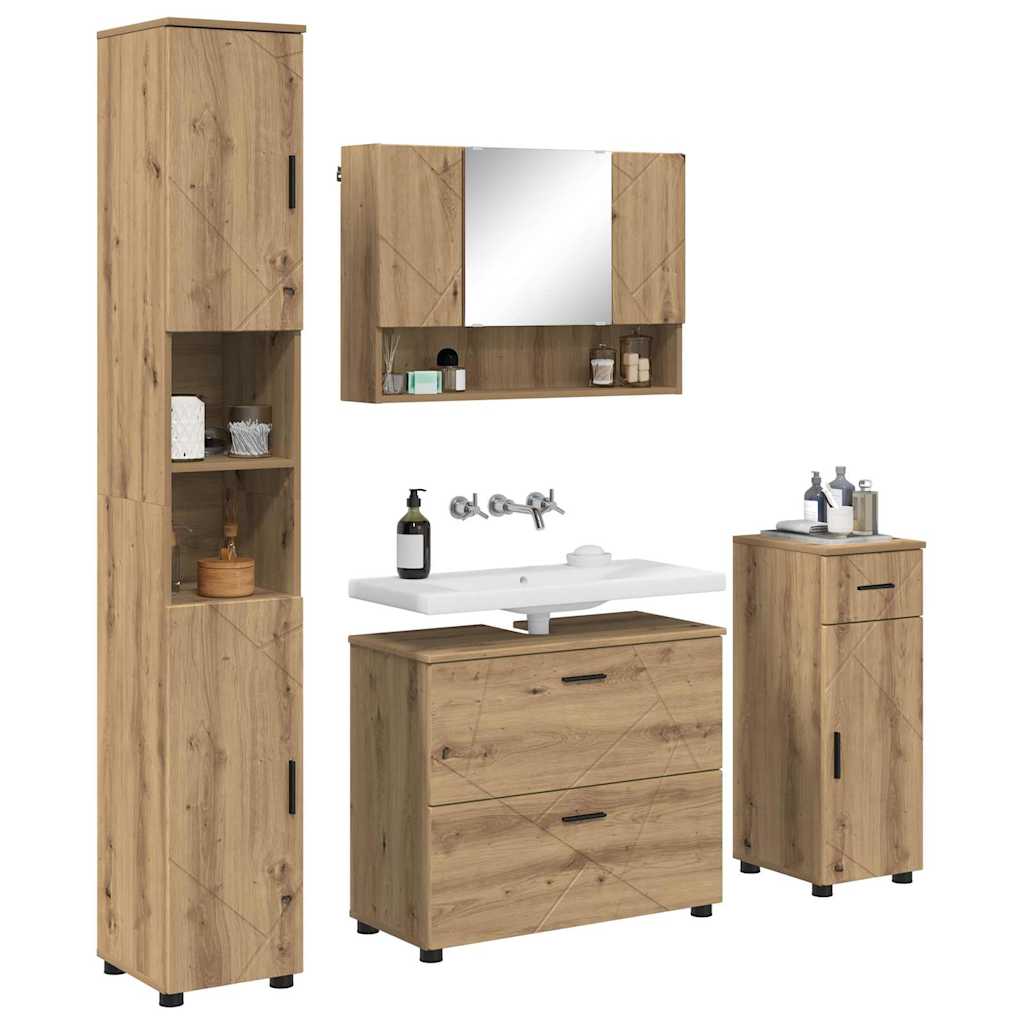 Badeværelsesmøbel sæt med dør 4 pcs artisan eg 30 x 35 x 192 cm