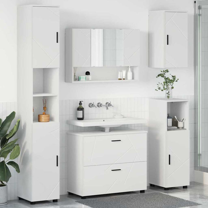 Badeværelsesmøbel sæt med skuffe 5 pcs Hvid 30 x 35 x 192 cm
