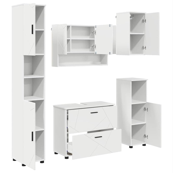 Badeværelsesmøbel sæt med skuffe 5 pcs Hvid 30 x 35 x 192 cm