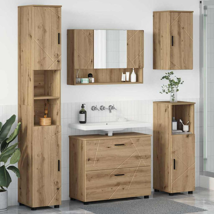 Badeværelsesmøbel sæt med dør 5 pcs artisan eg 30 x 35 x 192 cm