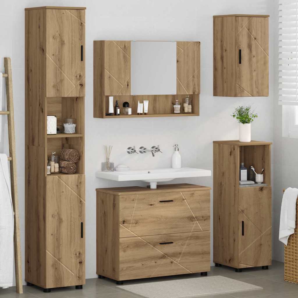 Badeværelsesmøbel sæt med dør 5 pcs artisan eg 30 x 35 x 192 cm