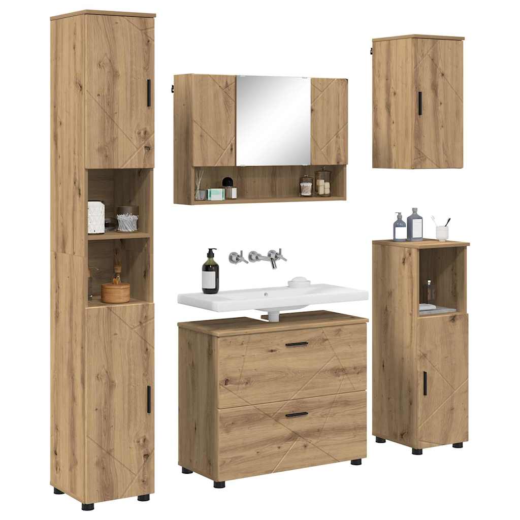 Badeværelsesmøbel sæt med dør 5 pcs artisan eg 30 x 35 x 192 cm