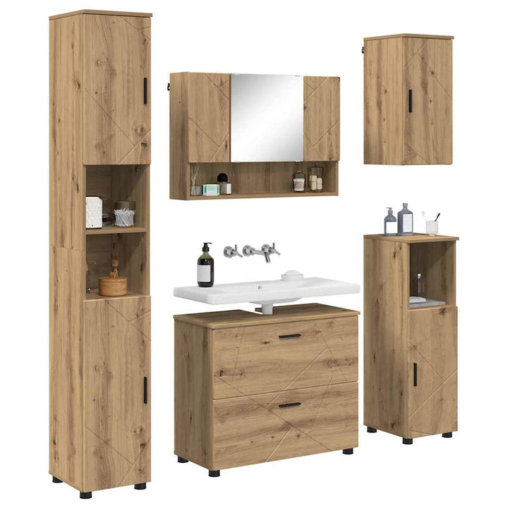 Badeværelsesmøbel sæt med dør 5 pcs artisan eg 30 x 35 x 192 cm