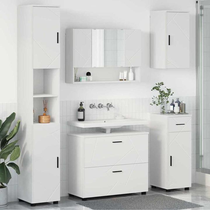 Badeværelsesmøbel sæt med skuffe 5 pcs Hvid 30 x 35 x 192 cm
