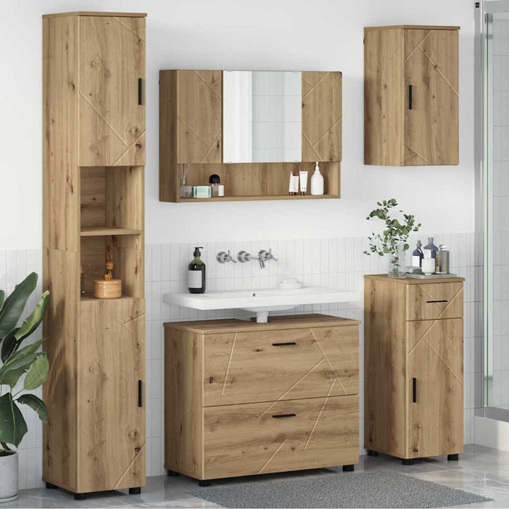 Badeværelsesmøbel sæt med dør 5 pcs artisan eg 30 x 35 x 192 cm