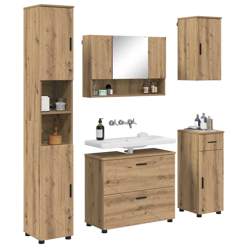 Badeværelsesmøbel sæt med dør 5 pcs artisan eg 30 x 35 x 192 cm