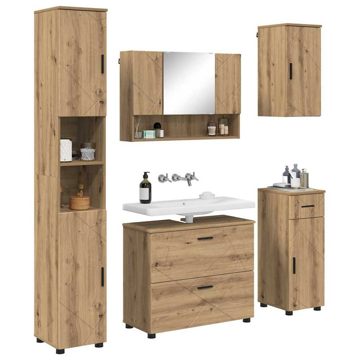 Badeværelsesmøbel sæt med dør 5 pcs artisan eg 30 x 35 x 192 cm