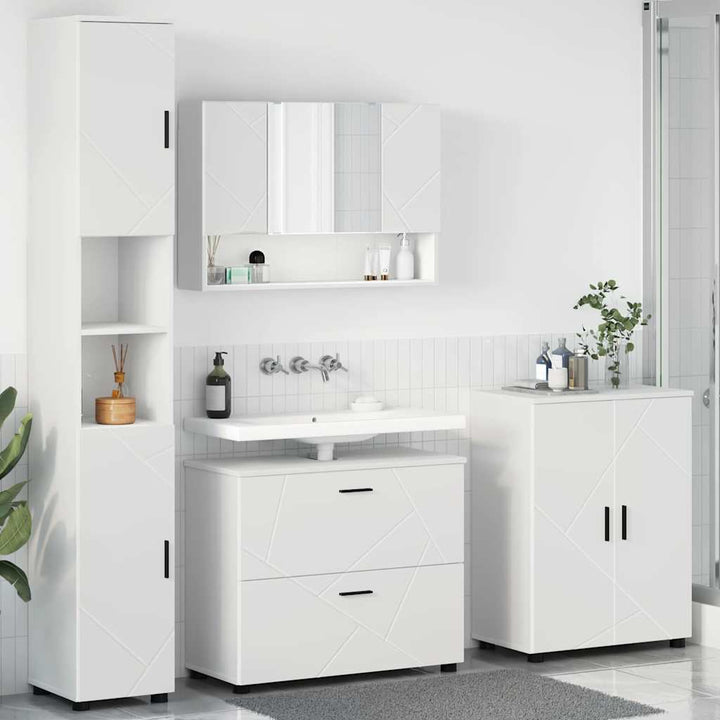 Badeværelsesmøbel sæt med skuffe 4 pcs Hvid 30 x 35 x 192 cm