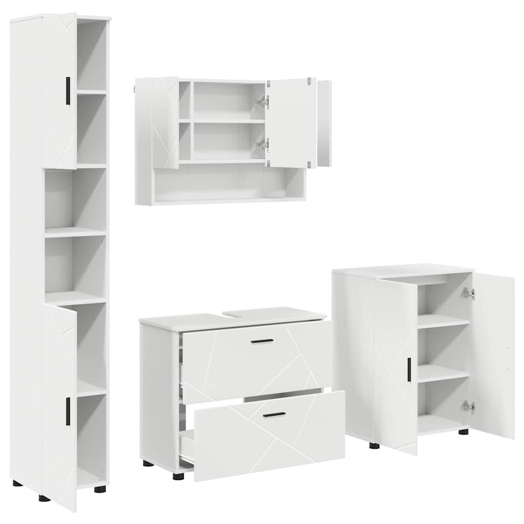 Badeværelsesmøbel sæt med skuffe 4 pcs Hvid 30 x 35 x 192 cm