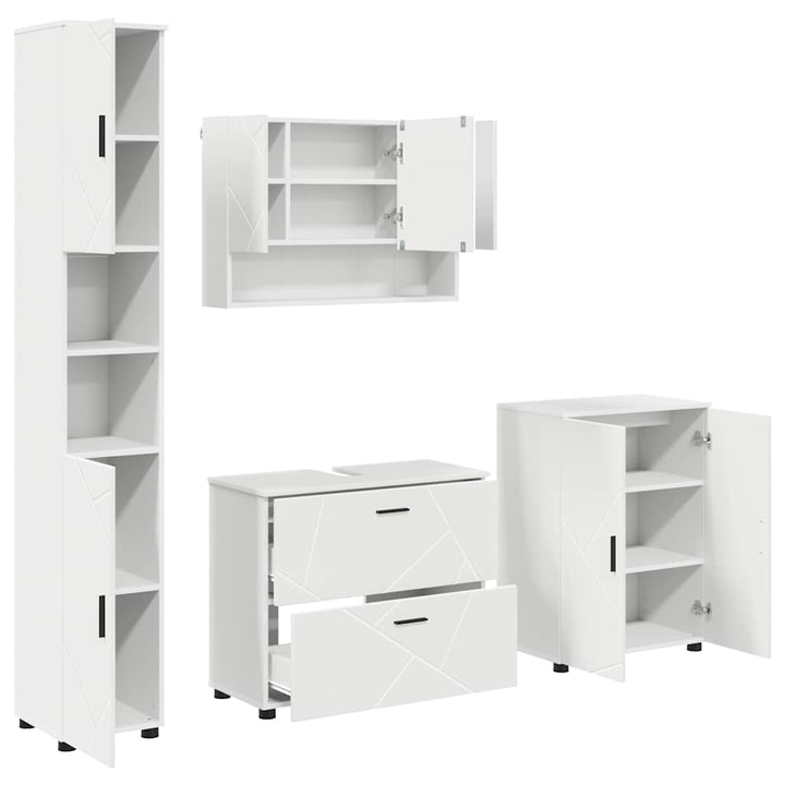 Badeværelsesmøbel sæt med skuffe 4 pcs Hvid 30 x 35 x 192 cm