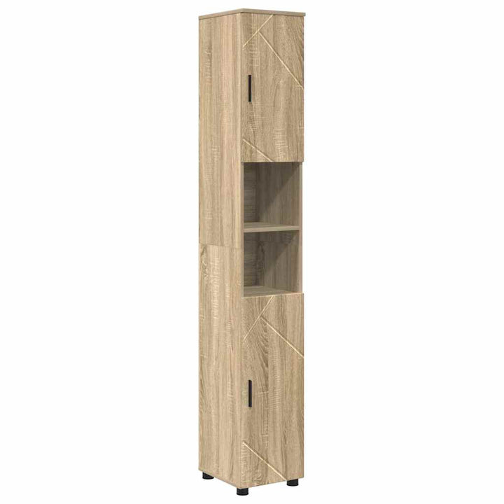 Badeværelsesmøbel sæt med dør 4 pcs Sonoma-eg 30 x 35 x 192 cm