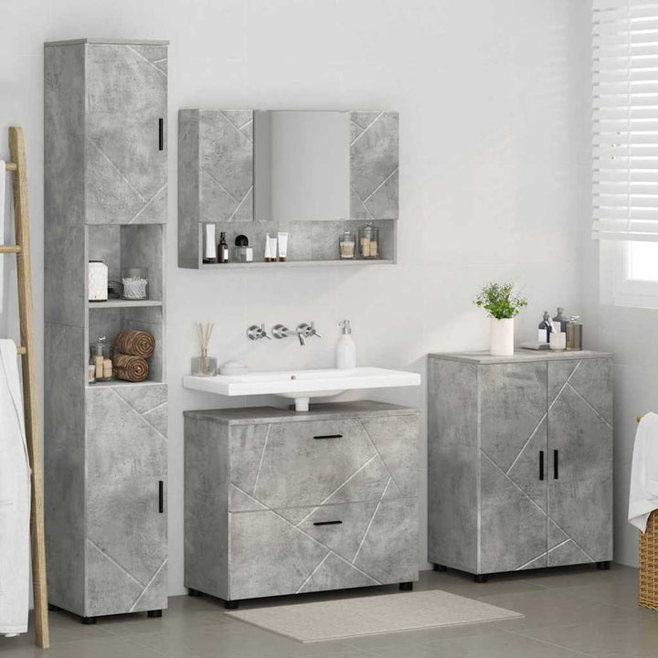 Badeværelsesmøbel sæt med hylde 4 pcs Betongrå 30 x 35 x 192 cm