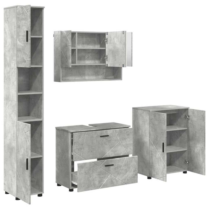 Badeværelsesmøbel sæt med hylde 4 pcs Betongrå 30 x 35 x 192 cm