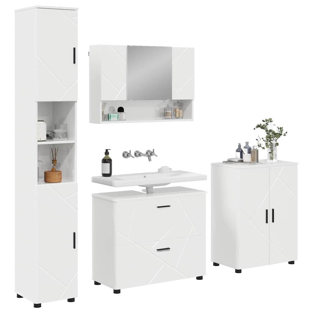 Badeværelsesmøbel sæt 4 pcs Hvid højglans 30 x 35 x 192 cm