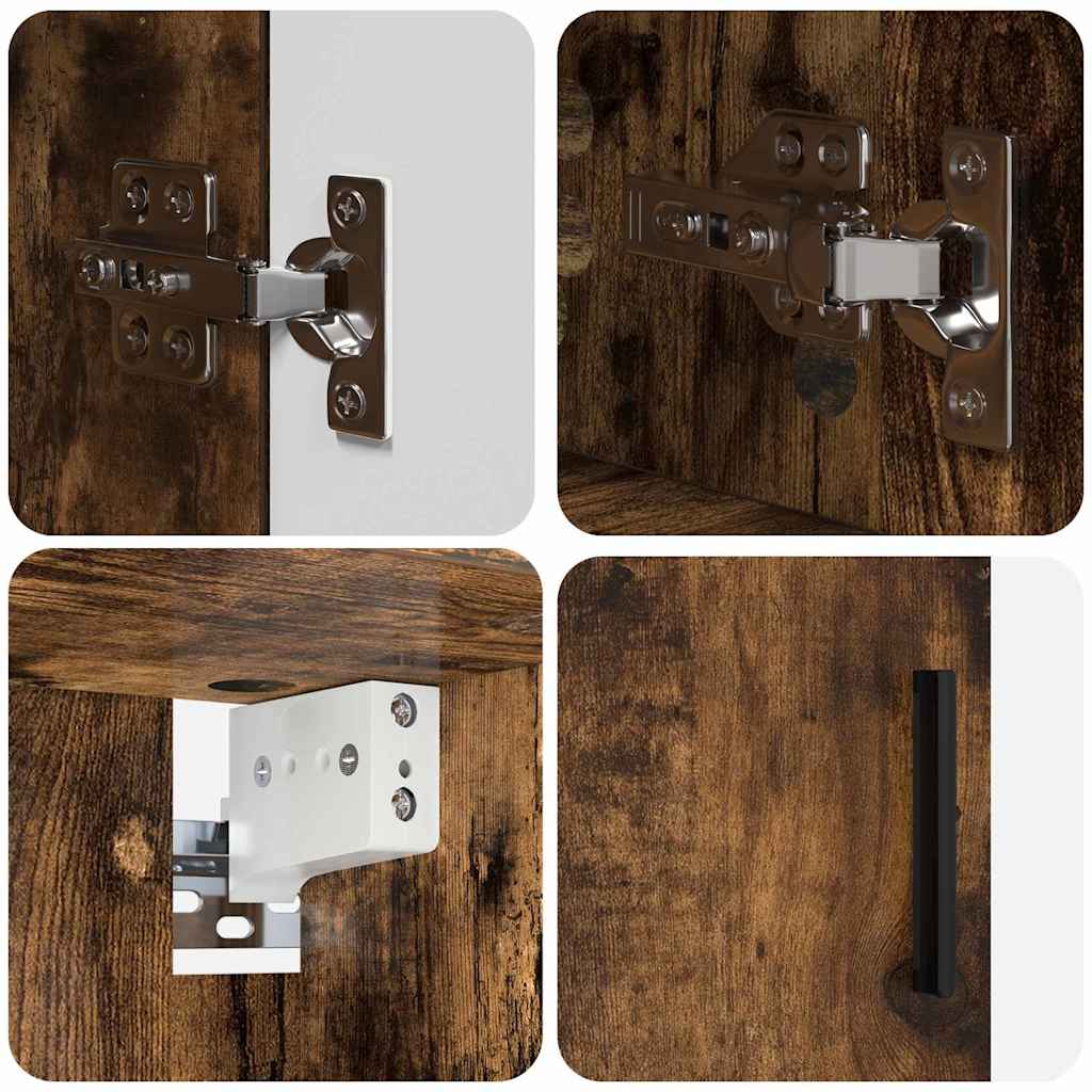 Badeværelsesmøbel sæt med hylde 4 pcs Røget eg 30 x 35 x 192 cm