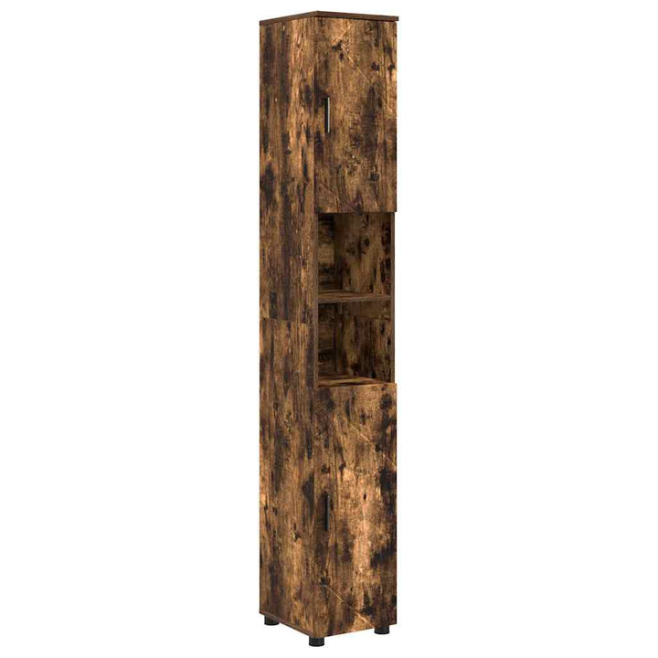 Badeværelsesmøbel sæt med hylde 4 pcs Røget eg 30 x 35 x 192 cm