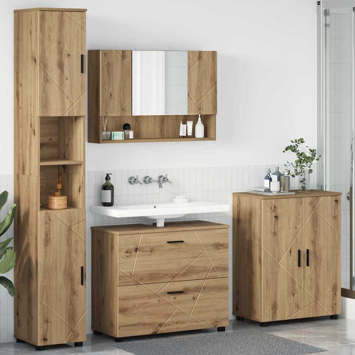 Badeværelsesmøbel sæt med dør 4 pcs artisan eg 30 x 35 x 192 cm