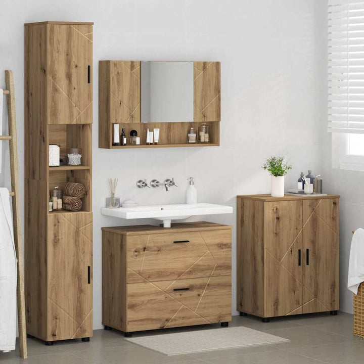 Badeværelsesmøbel sæt med dør 4 pcs artisan eg 30 x 35 x 192 cm