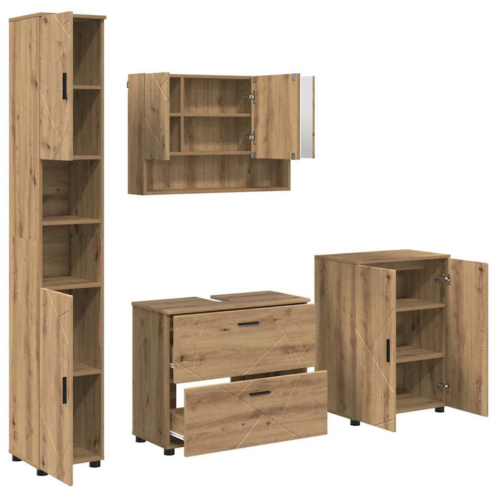 Badeværelsesmøbel sæt med dør 4 pcs artisan eg 30 x 35 x 192 cm