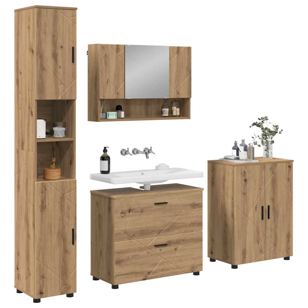 Badeværelsesmøbel sæt med dør 4 pcs artisan eg 30 x 35 x 192 cm