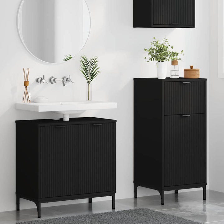 Badeværelsesmøbel sæt med skuffe 2 pcs Sort 39.5 x 36 x 88 cm