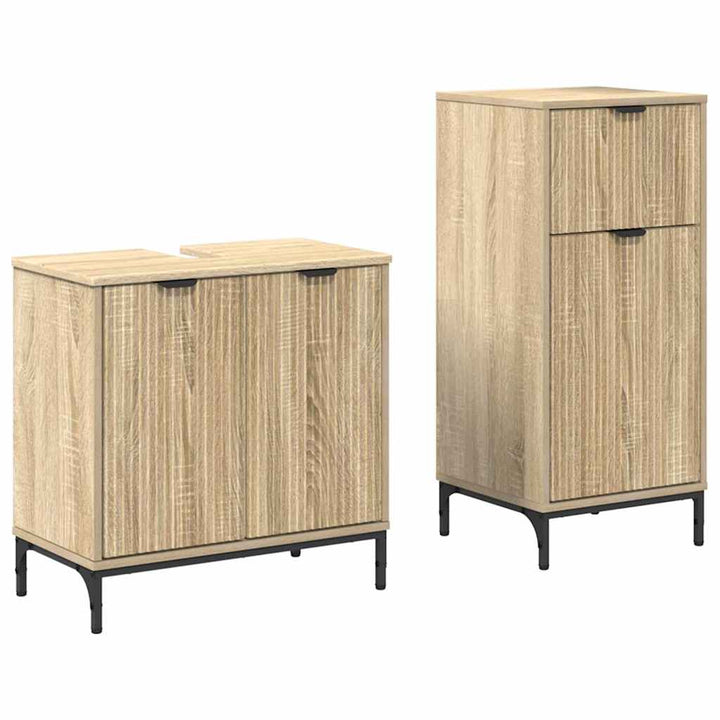 Badeværelsesmøbel sæt Plaid 2 pcs Sonoma-eg 39.5 x 36 x 88 cm