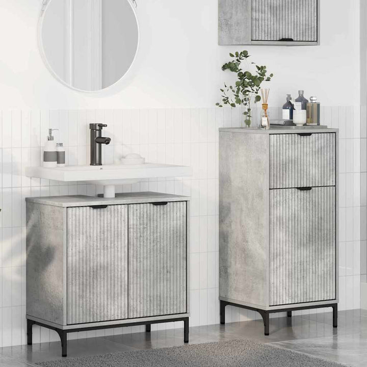Badeværelsesmøbel sæt Plaid 2 pcs Betongrå 39.5 x 36 x 88 cm