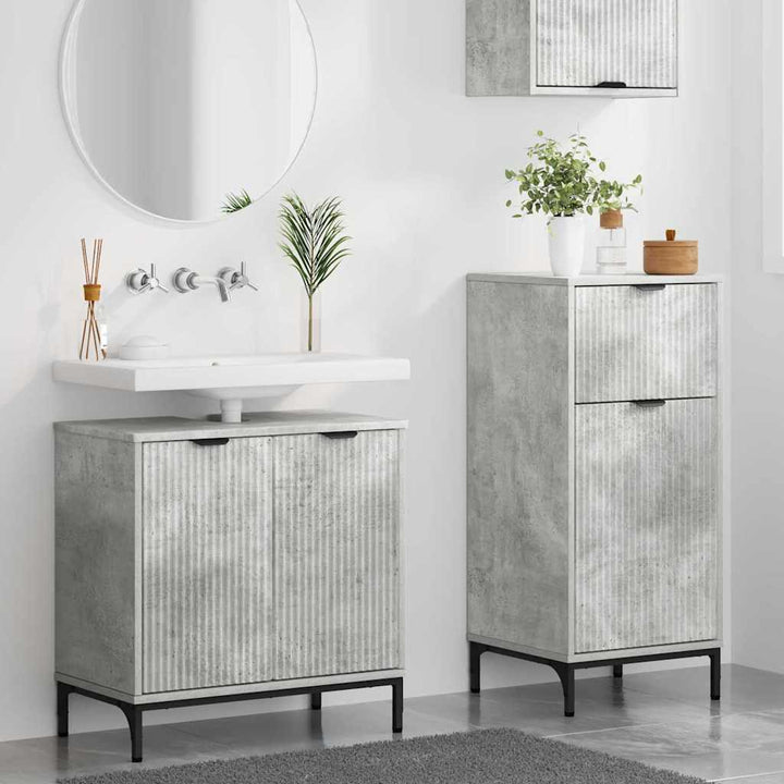 Badeværelsesmøbel sæt Plaid 2 pcs Betongrå 39.5 x 36 x 88 cm