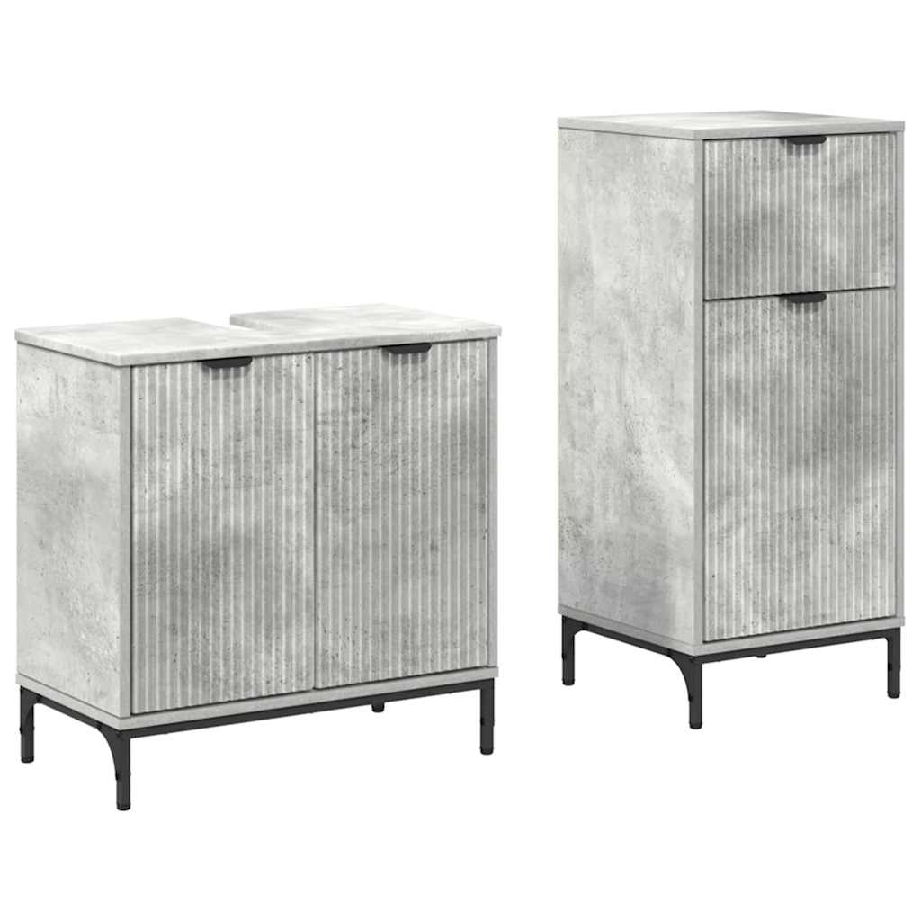 Badeværelsesmøbel sæt Plaid 2 pcs Betongrå 39.5 x 36 x 88 cm