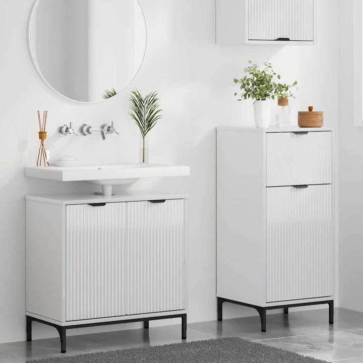 Badeværelsesmøbel sæt 2 pcs Hvid højglans 39.5 x 36 x 88 cm