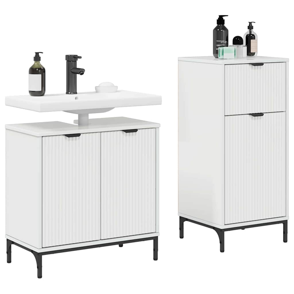 Badeværelsesmøbel sæt 2 pcs Hvid højglans 39.5 x 36 x 88 cm