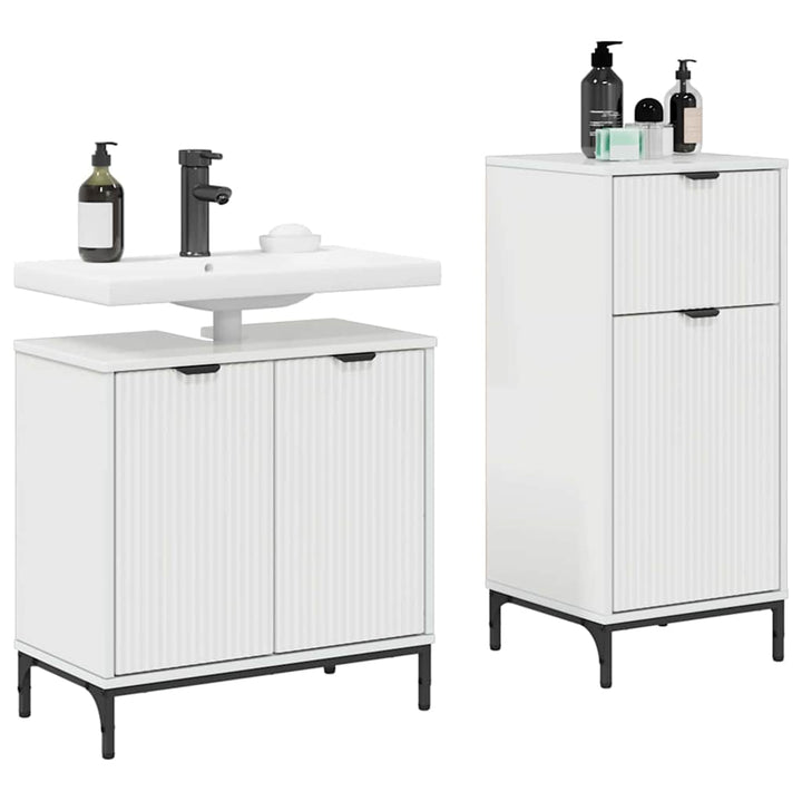 Badeværelsesmøbel sæt 2 pcs Hvid højglans 39.5 x 36 x 88 cm