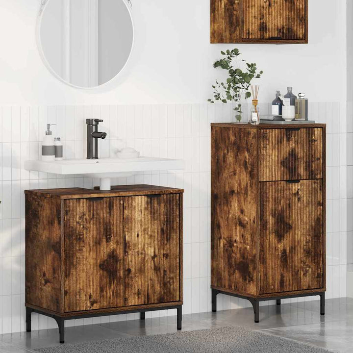 Badeværelsesmøbel sæt Plaid 2 pcs Røget eg 39.5 x 36 x 88 cm