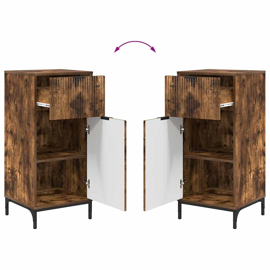 Badeværelsesmøbel sæt Plaid 2 pcs Røget eg 39.5 x 36 x 88 cm