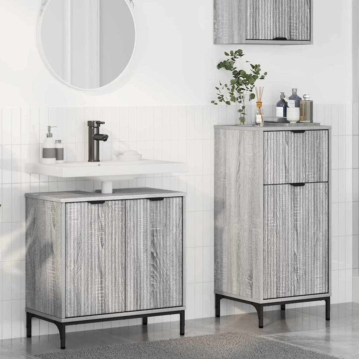 Badeværelsesmøbel sæt 2 pcs Grå sonoma-eg 39.5 x 36 x 88 cm
