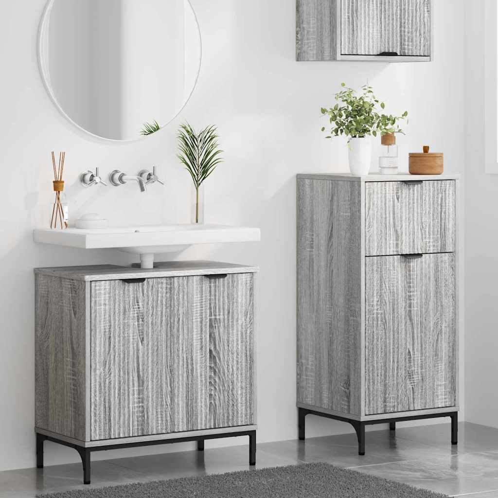 Badeværelsesmøbel sæt 2 pcs Grå sonoma-eg 39.5 x 36 x 88 cm