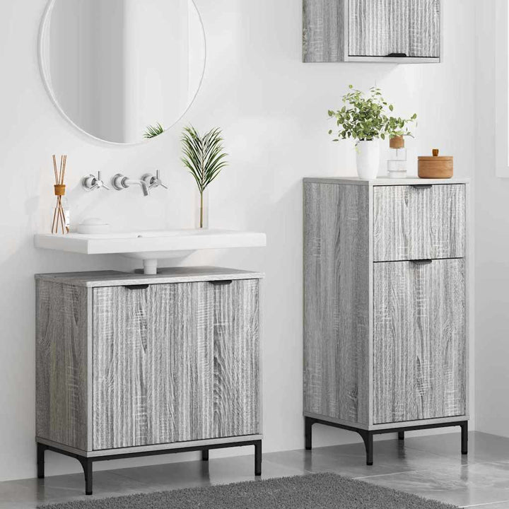 Badeværelsesmøbel sæt 2 pcs Grå sonoma-eg 39.5 x 36 x 88 cm