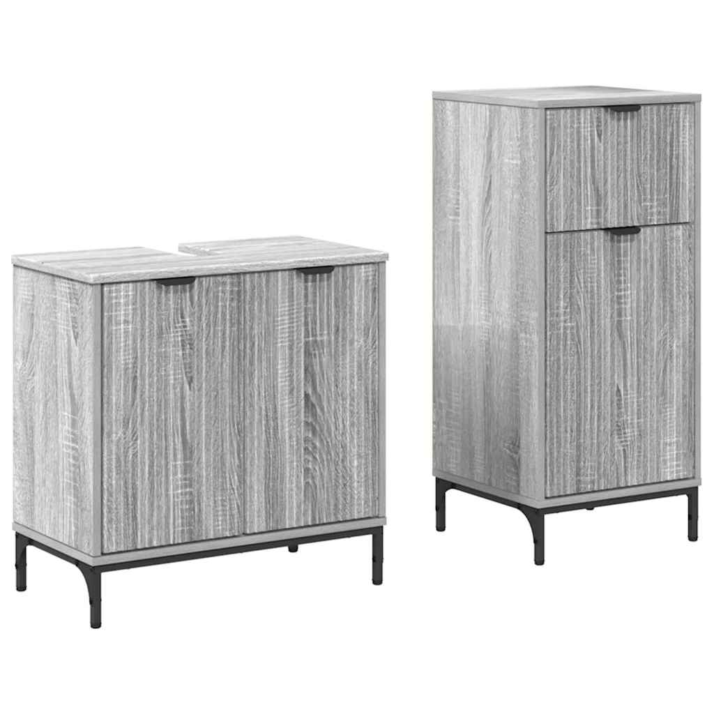 Badeværelsesmøbel sæt 2 pcs Grå sonoma-eg 39.5 x 36 x 88 cm