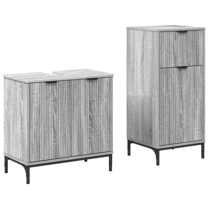 Badeværelsesmøbel sæt 2 pcs Grå sonoma-eg 39.5 x 36 x 88 cm