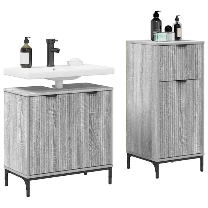Badeværelsesmøbel sæt 2 pcs Grå sonoma-eg 39.5 x 36 x 88 cm