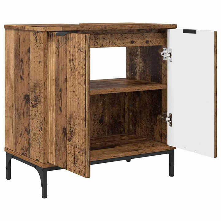 Badeværelsesmøbel sæt Plaid 2 pcs Gammelt træ 39.5 x 36 x 88 cm