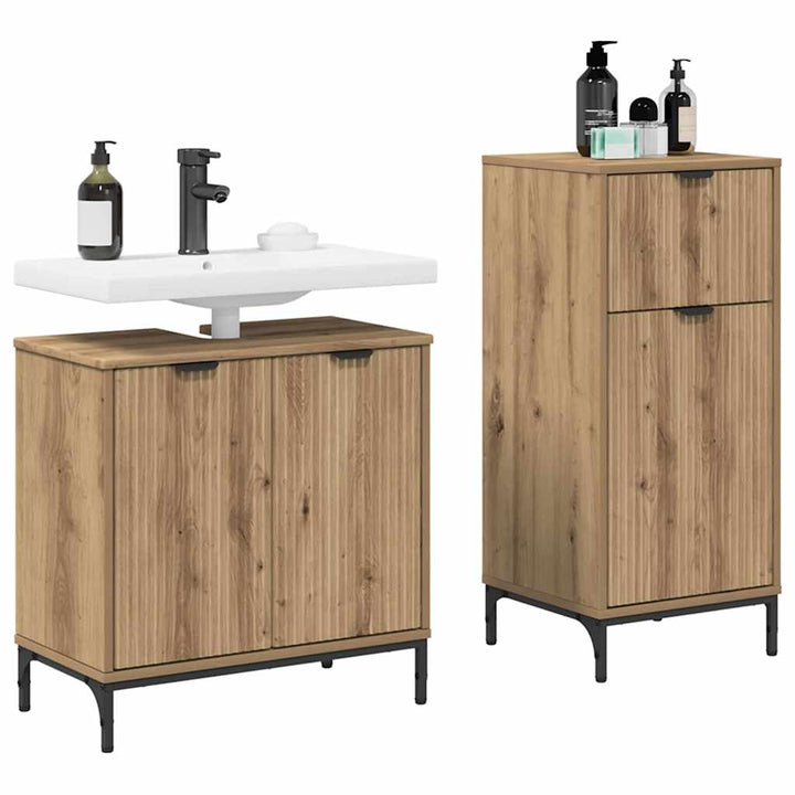 Badeværelsesmøbel sæt Plaid 2 pcs artisan eg 39.5 x 36 x 88 cm